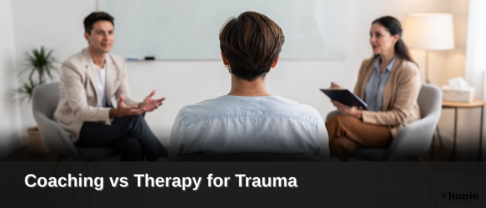 Trauma coaching session with a client and coach discussing direction and momentum.